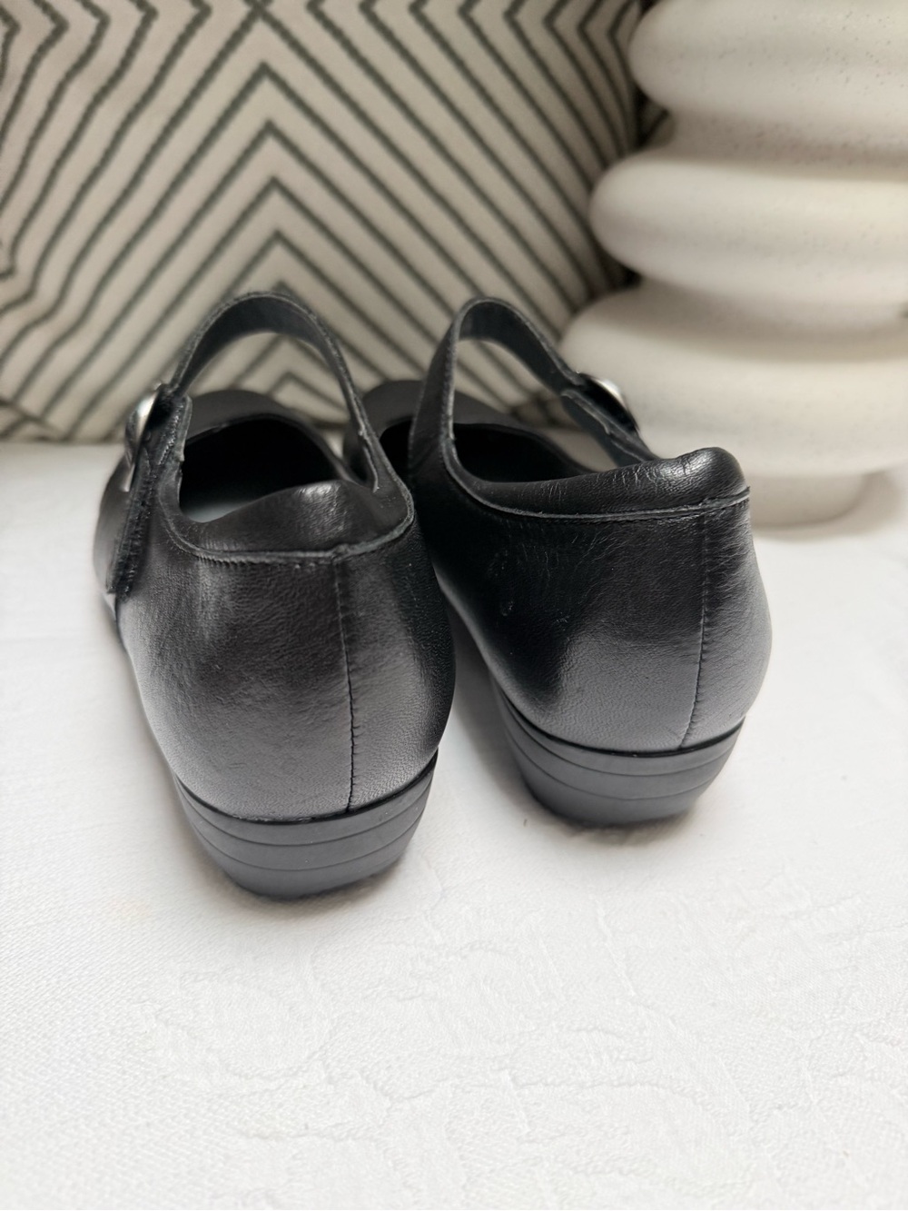 Dansko Black Leather Mary Jane Flats with Strap - Picture 3 of 10